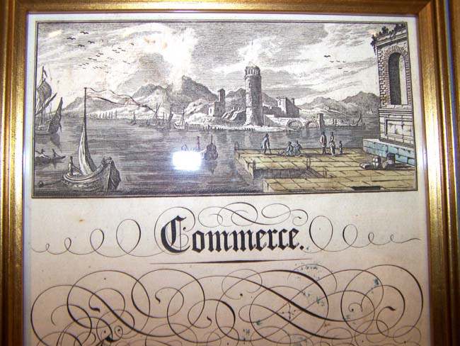 An 18th century engraving entitled "COMMERCE" dated 1738